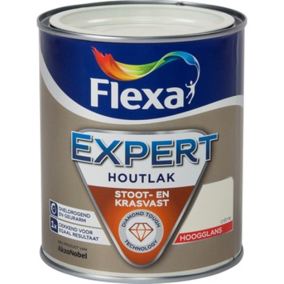 Flexa Flexa Expert Houtlak Binnen Hoogglans Crème (Ral 9001) Wit 750 ML