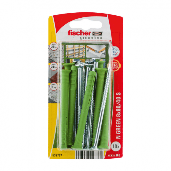 Fischer Nagelplug Green 8 x 80/40 10 stuks 8X80/40 10 ST