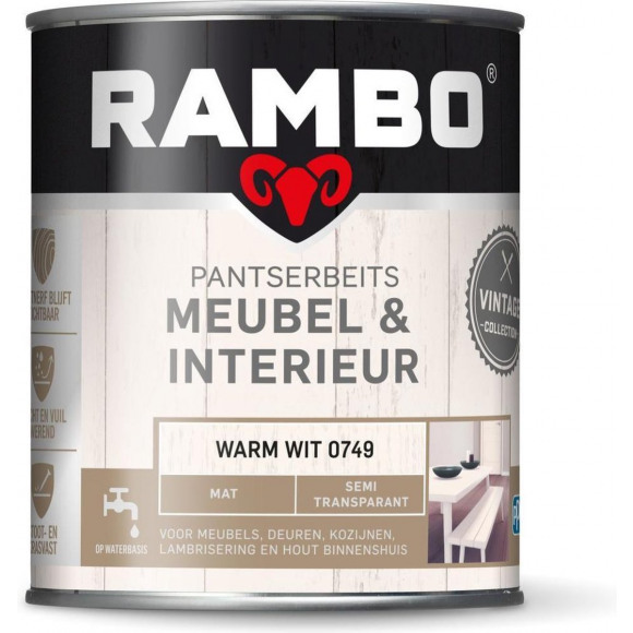 RAMBO RAMBO Pantserbeits vintage meubel int. warm wit 0,75L 750 ML