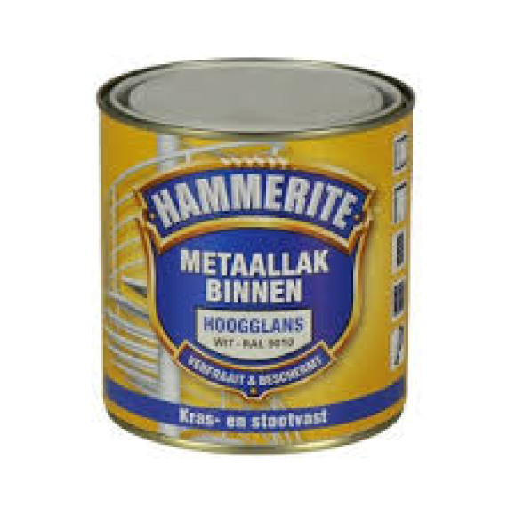 Hammerite hammerite metaallak binnen HG wit-RAL 9010 0,5L Wit 500 ML