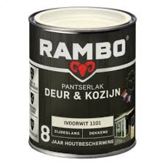 RAMBO RAMBO pantserlak deur en kozijn dekkend ZG ivoorwit 1101 0,75L 1101 Ivoorwit 750 ML