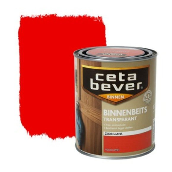Cetabever CetaBever Binnenbeits Transparant Rood 0593 Rood 250 ML