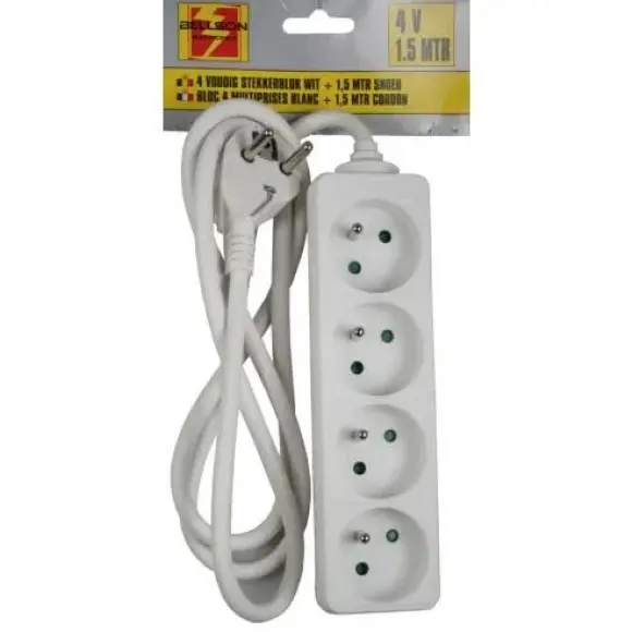 Benson Benson Tafelcontactdoos 4 voudig + randaarde + 1.5 meter 2R 2P 4V-1,5m-RA-N