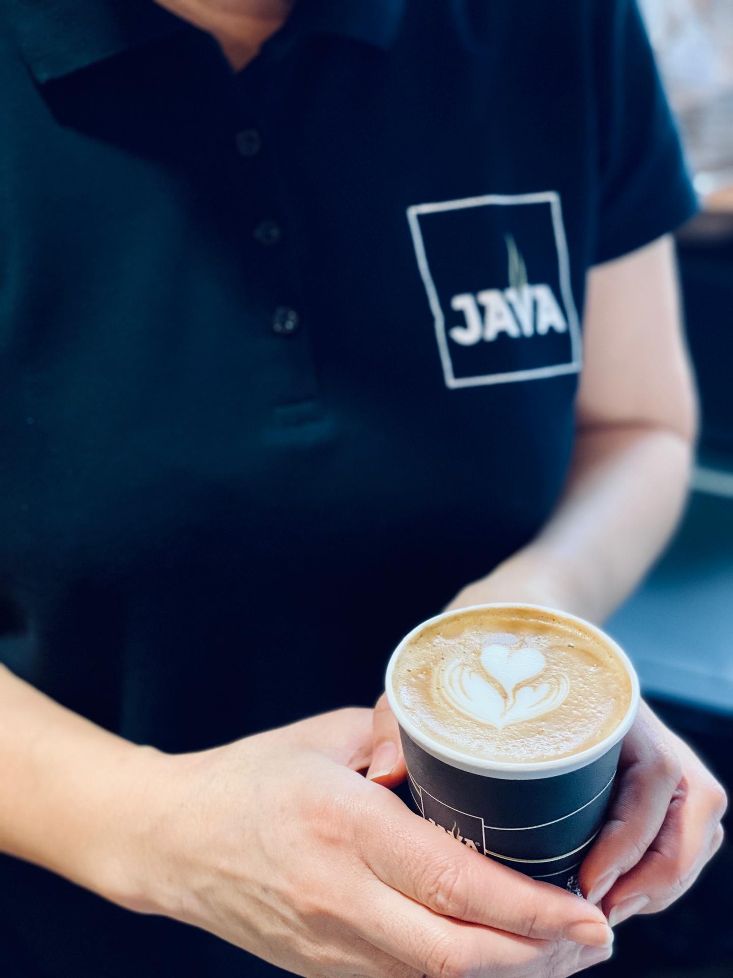 Take Away JAVA koffie met Latte Art 