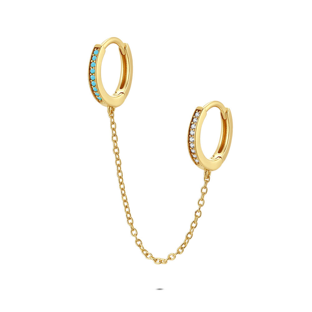 Boucles D'oreilles Zirconium Plaqué Or 925 - Rond 8mm - Argent - Sans Marque - Thaïlande