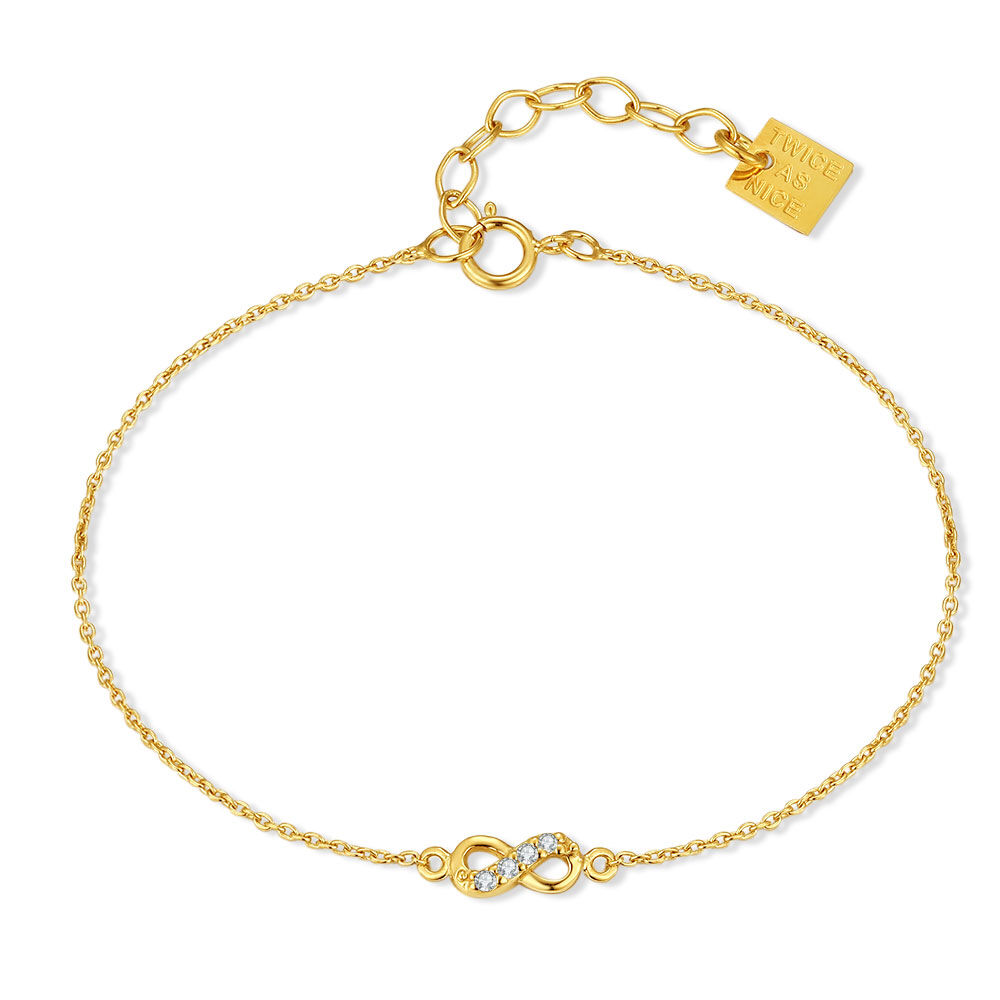 Bracelet 'infini' En Laiton Plaqué Or Avec Strass - Neuf (création Artisanale)