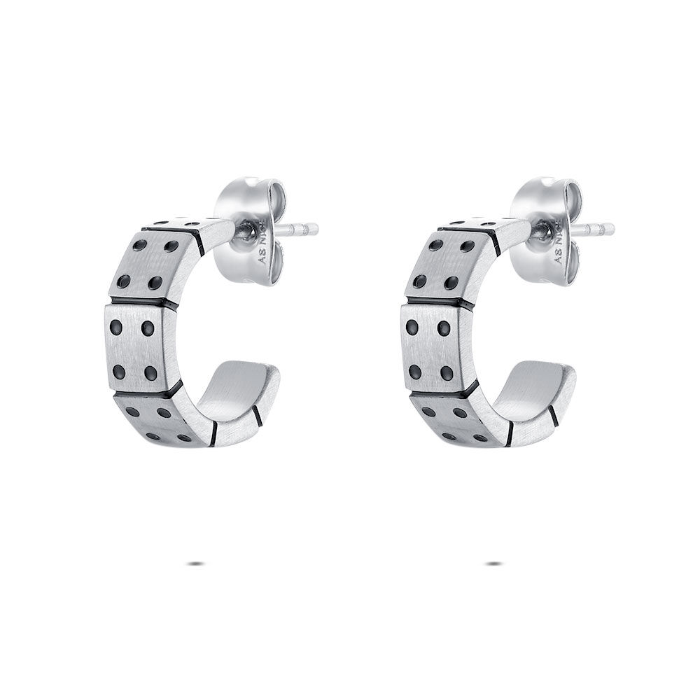 Boucles D'oreilles Créoles Argentées Ciselées - Petites, Alliage, Neuves