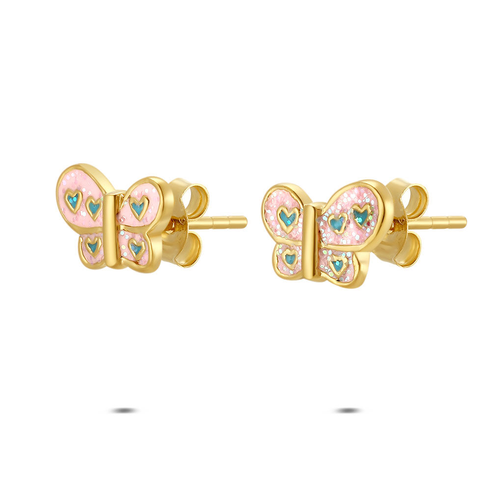 Boucles d'Oreilles Papillons Fuchsia en Argent 925