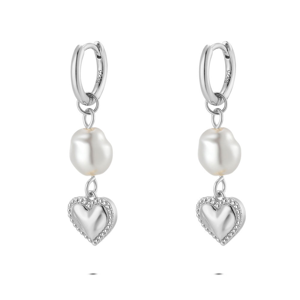 Boucles d'oreilles créoles plaqué or perle d'eau douce