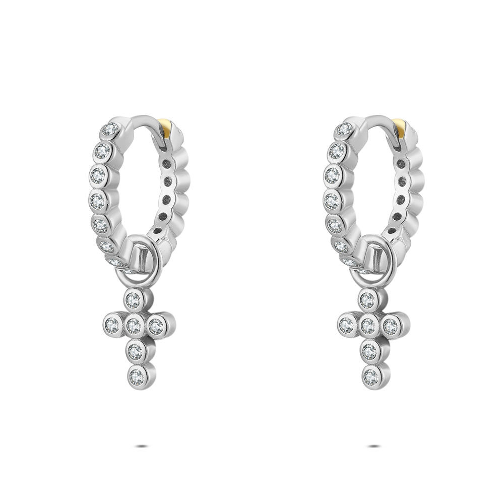 Boucles D'oreilles Femme Argent 925 - CZ Double Face (jacket) Pour Mariage Ou Quotidien