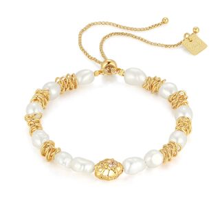 Bracelet perles fines noires (plaqué or), By Jollia - Jollia