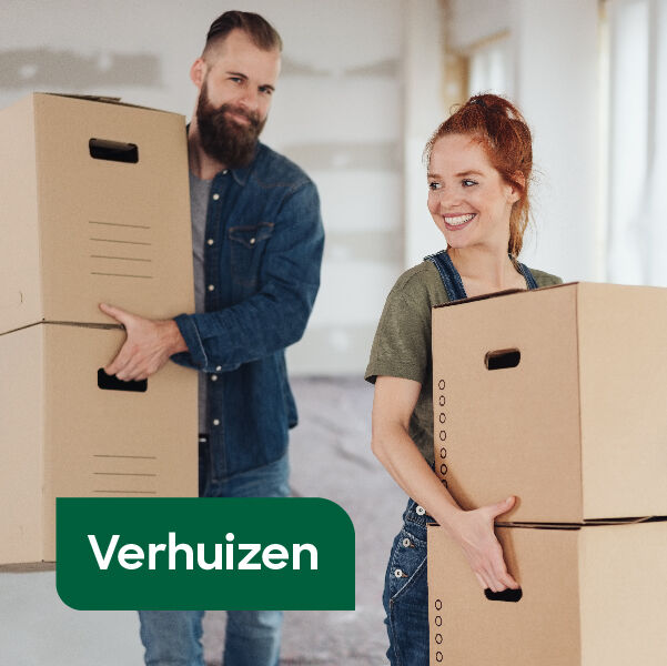 dozen en materiaal om te verhuizen en op te bergen