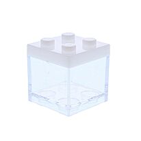Legoblok Transparant Plexi + Wit Deksel 5x5x5,5cm