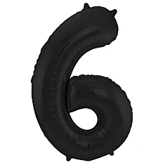 Folieballon Cijfer 6 Zwart 86cm