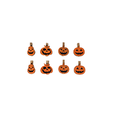 Pompoen Op Clip Hout Oranje 3 À 4 cm 8 Stuks