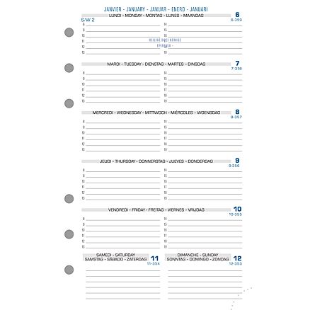 Recharge Agenda 9,5x17,1cm 1 Jour Par Page 5 Langues Personal - Agendas et  calendriers 