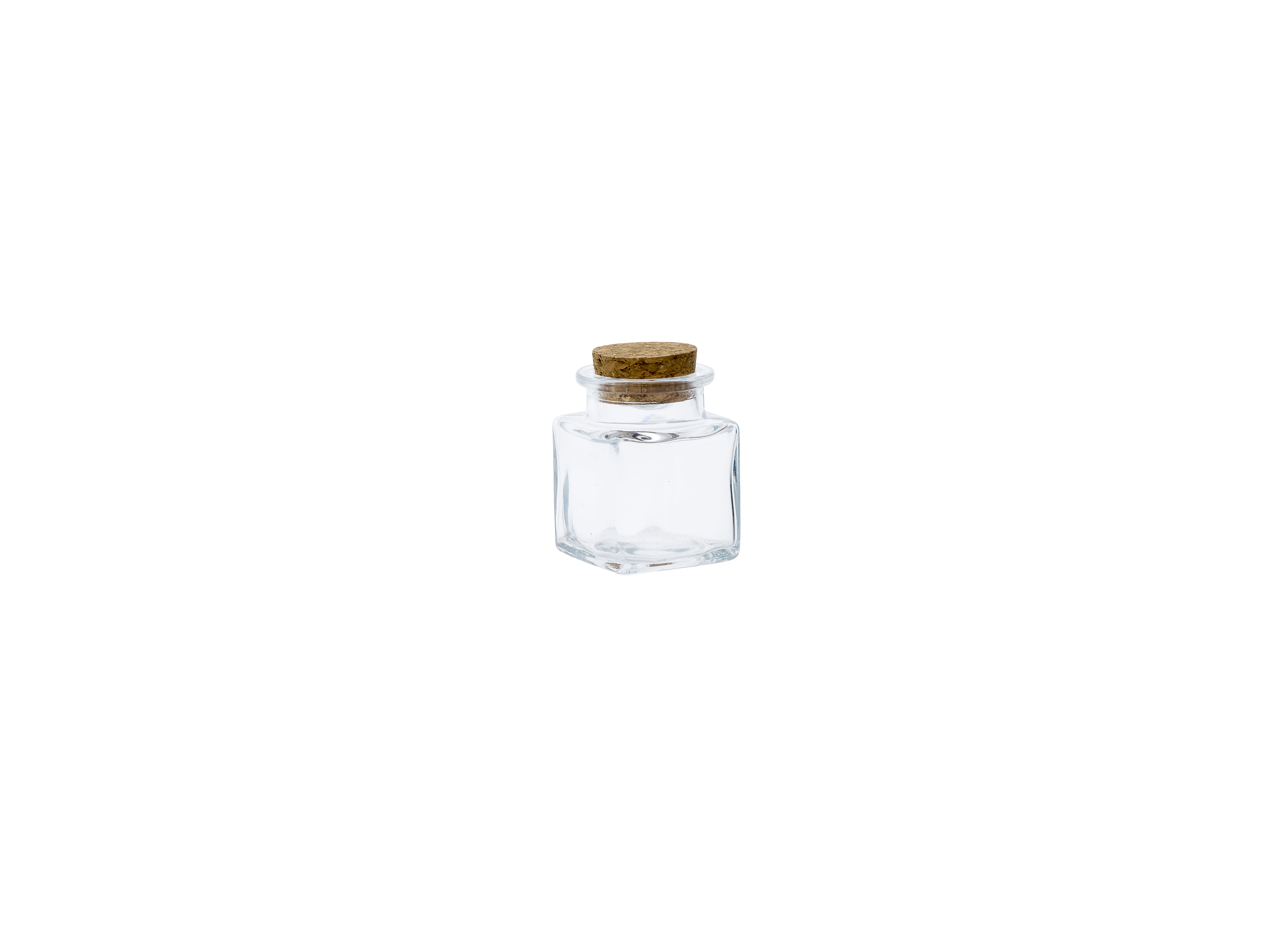 Potje Glas + Dopje Kurk 4x4x5cm 40ml
