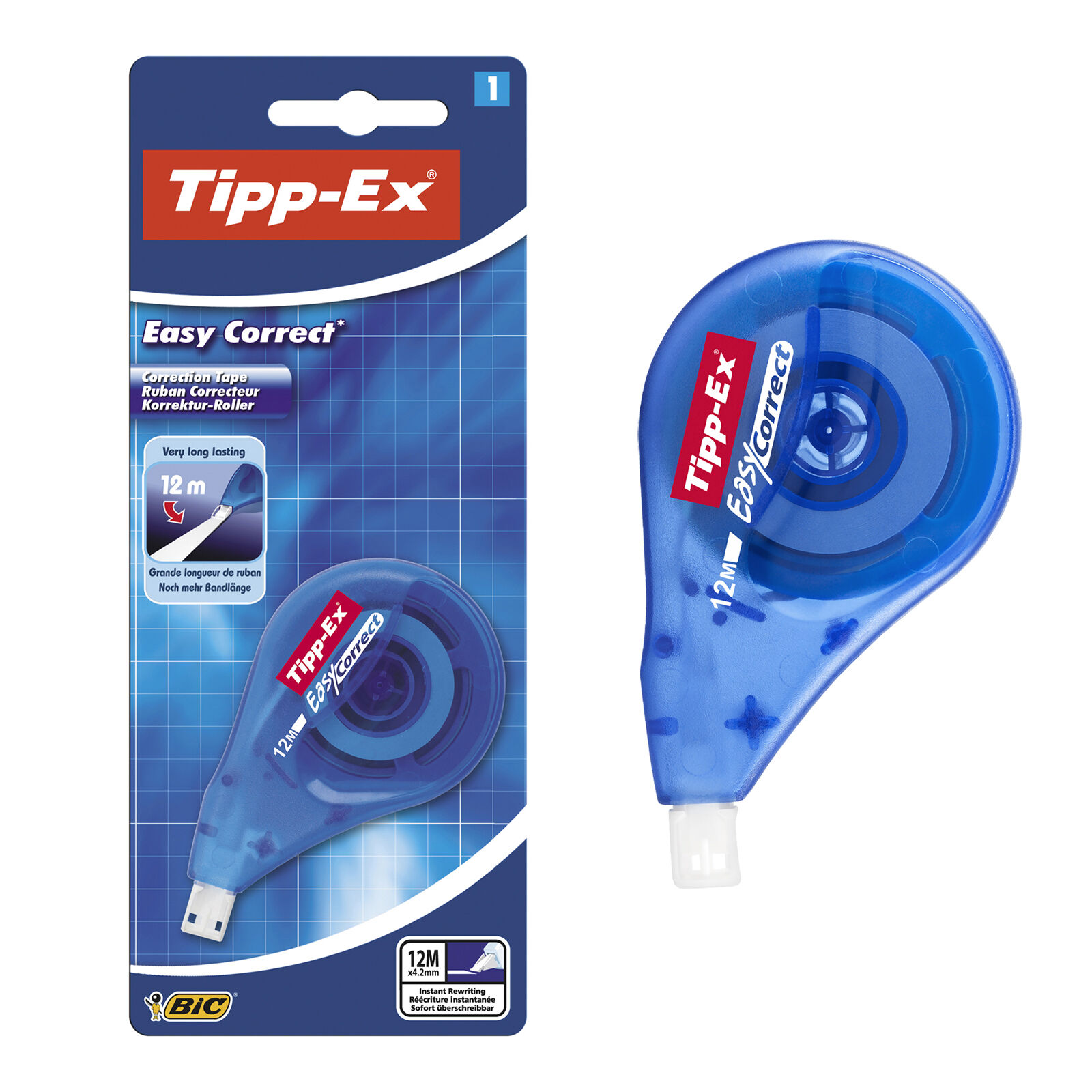 Tipp-Ex Easy Correct 10 Rubans Correcteurs - 12m X 4,2mm Système Latéral
