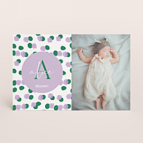Baby bedankkaartje met stippen en foto