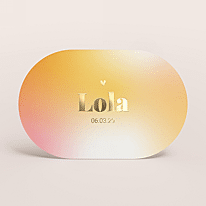 Ovaal geboortekaartje ombre met goudfolie