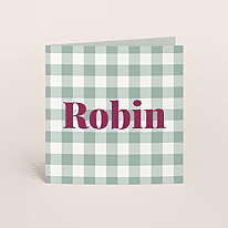 Origineel geboortekaartje met vichy ruitjes