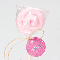 Label in velvetlook met naam in folie