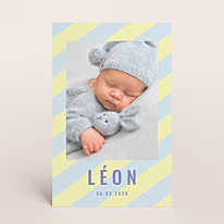 Faire part naissance créatif à rayures