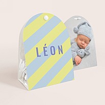 Contenant dragées baptême original avec rayures