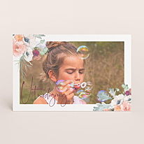 Uitnodiging met hertje, bloemen en foto