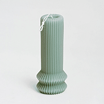 Kaars sage green geribbeld
