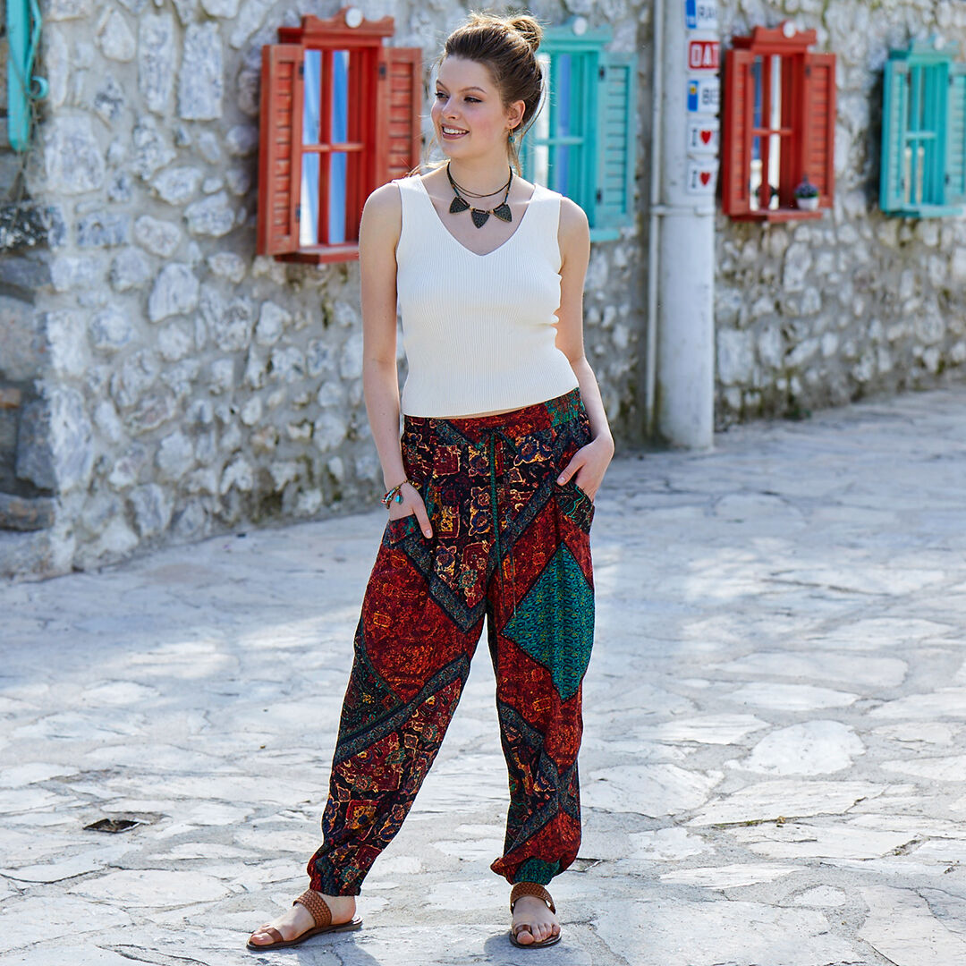 Chiffon Palazzo Broek voor Vrouwen Casual Elastische Taille Dubbellaags
