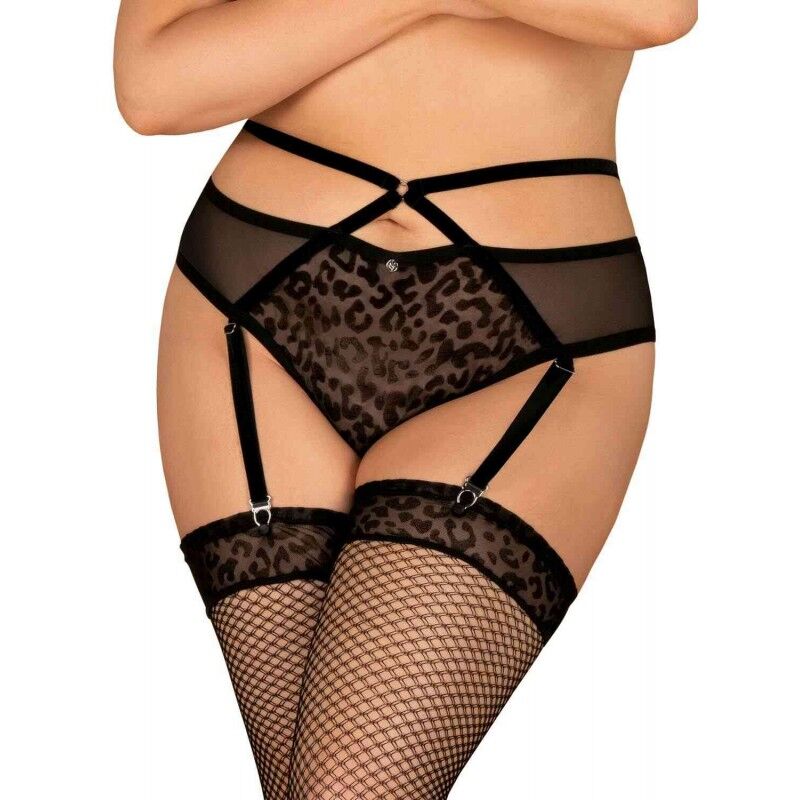 Porte-jarretelles Avec String Wetlook Noir - Paris Hollywood - Lingerie Coquine Neuf Étiqueté