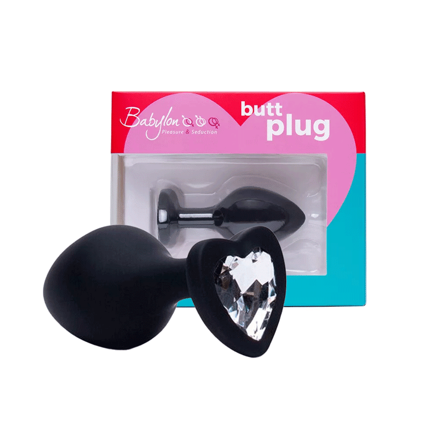 Plug Anal Chromé Avec Bijou Cœur Rose - Sex Toy - Livré Avec Sac En Velours - Neuf