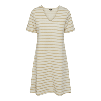 Pieces Pcmerta Ss Lurex Dress Cloud Dancer Gold Lurex Stripes