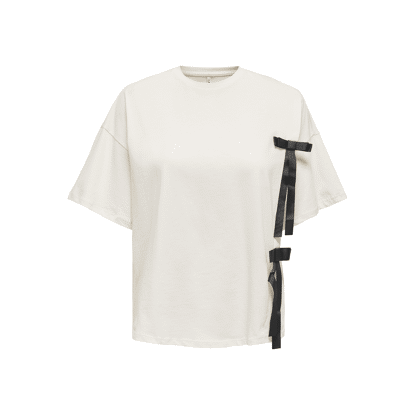 Only Onlnicca Ss Bow Top Cloud Dancer Small  Black Bows