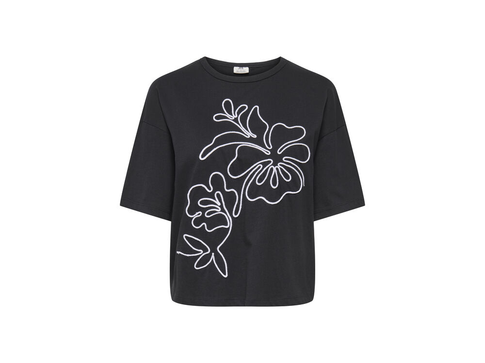 BLACK WHITE FLOWER EMB