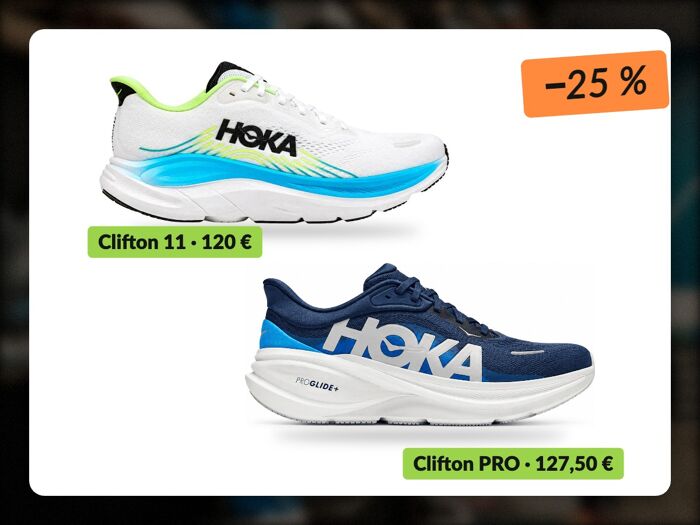 Hoka Clifton 11 et Clifton PRO en promotion -25 %