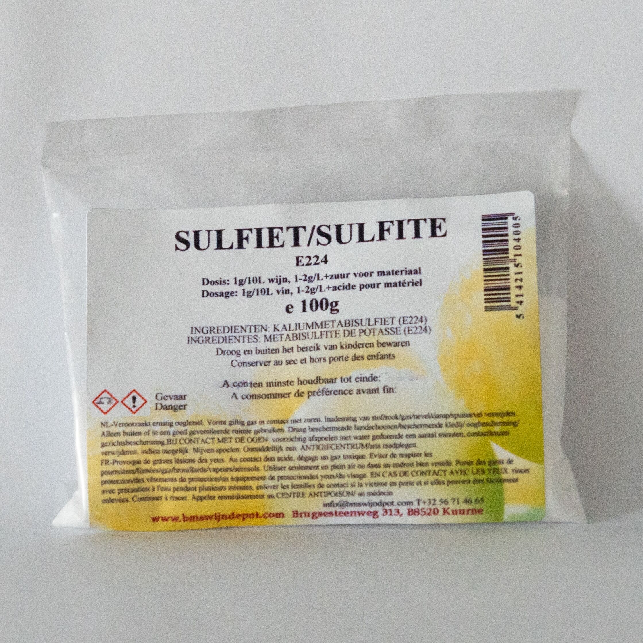 Kaliummetabisulfiet E-224 - Ideaal Voor Wijn- En Bierbereiding, Antioxidant En Desinfectiemiddel (100g)