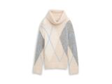 BEIGE GREY ARGYLE KNIT DE