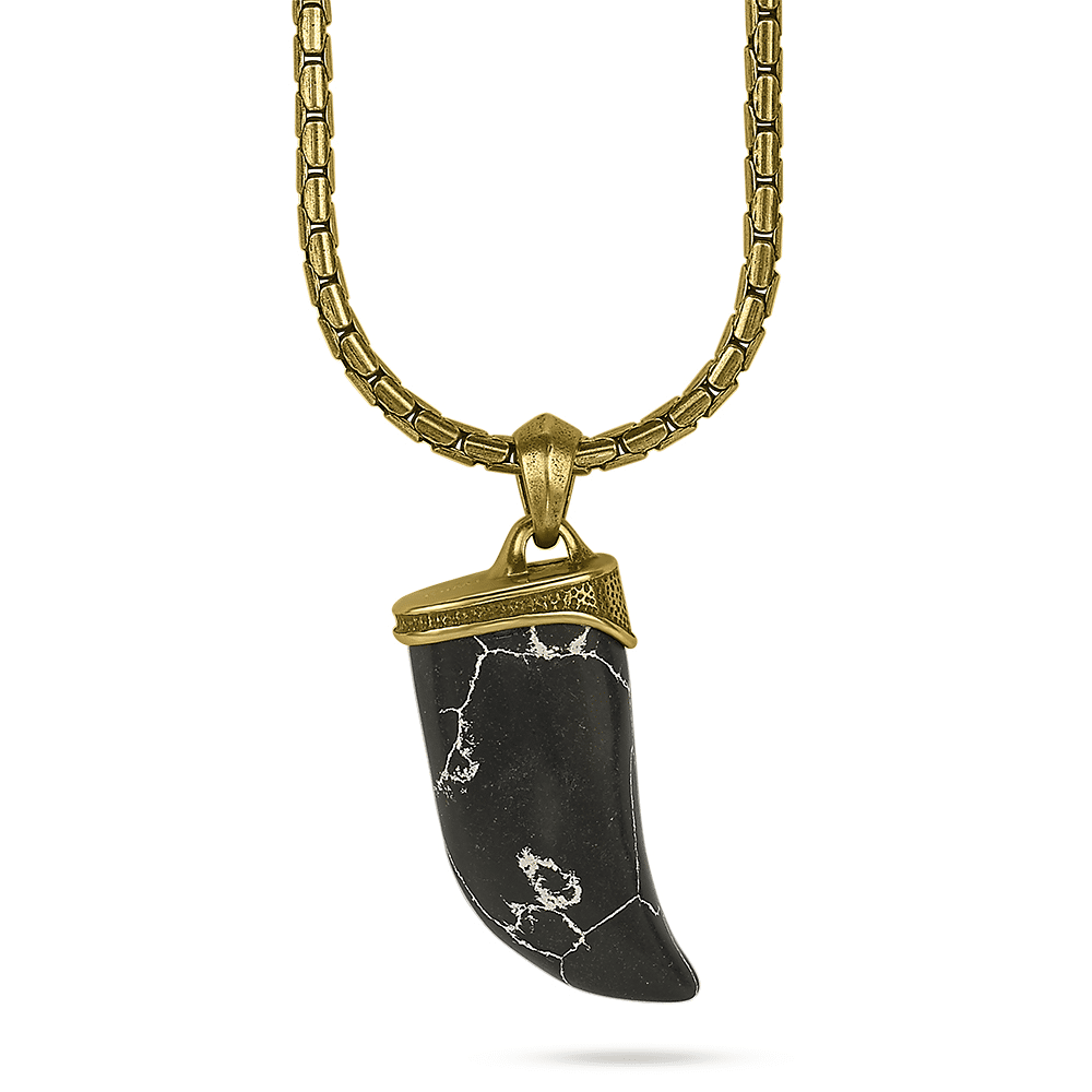 Copper Coloured Stainless Steel Necklace Black Marble Tooth I like playing with my halloween candy, alright. twice as nice