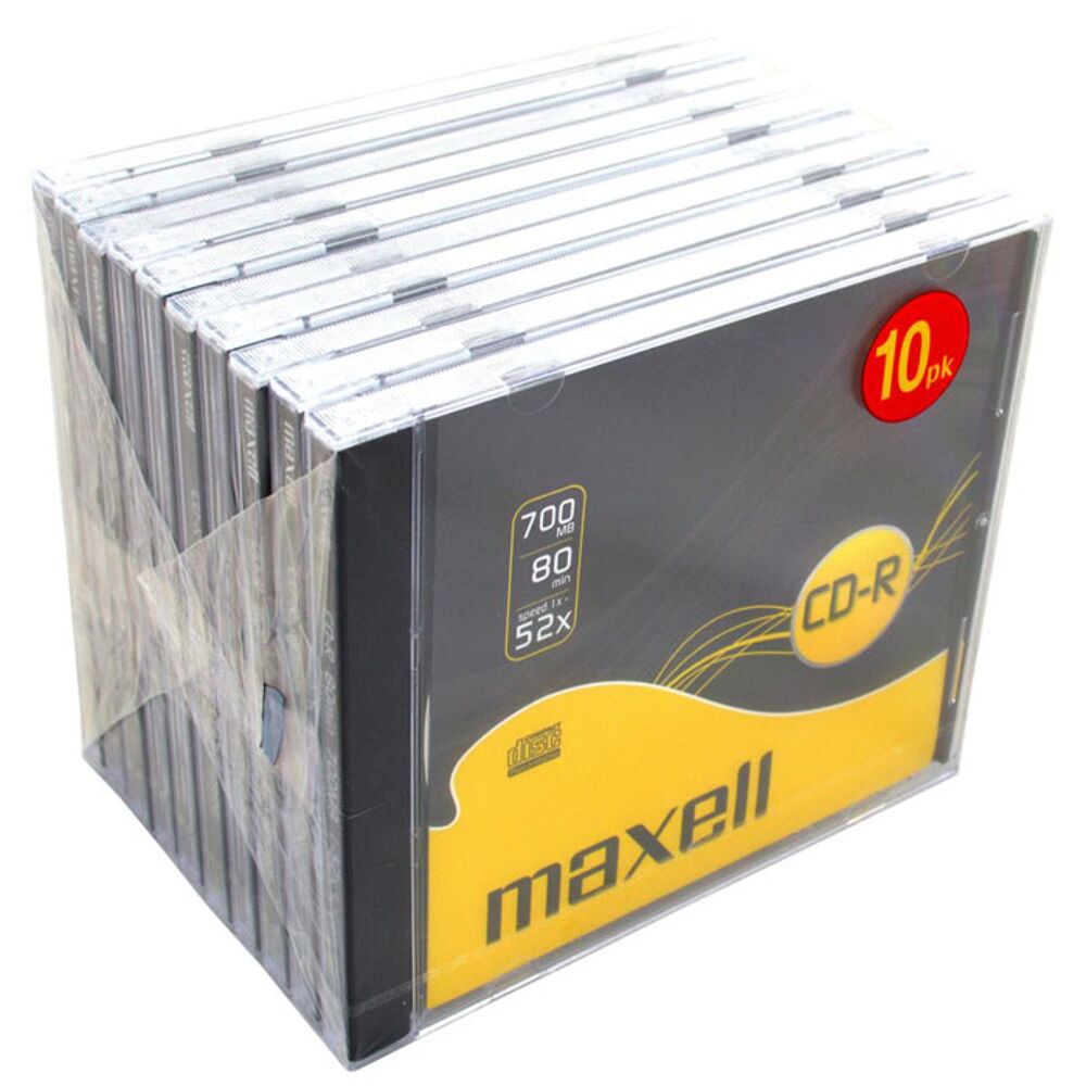 Maxell Cd R 80 700mb Jewel Case Pack 10