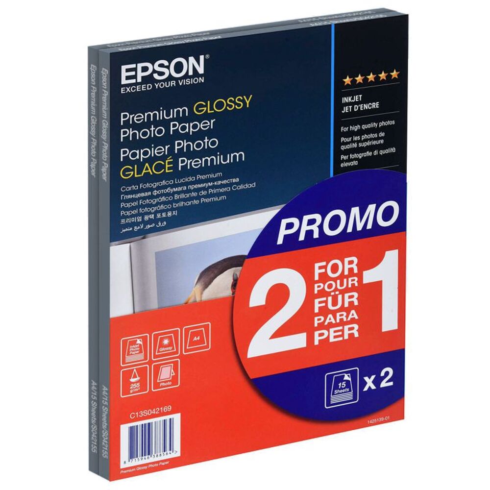 Epson Premium Glossy Photo Paper 255g A4 2x15 Vel Promopack S042169