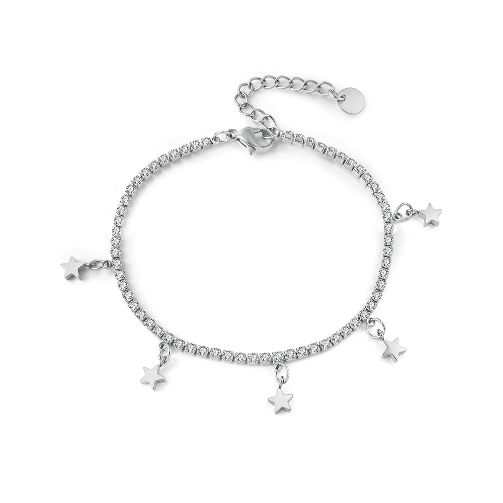 Stainless steel bracelet with stars and zirconia | Twice As Nice