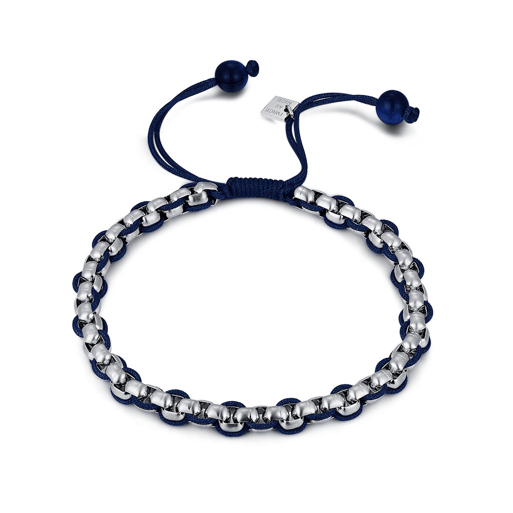 Stainless steel bracelet with blue cord | Twice As Nice