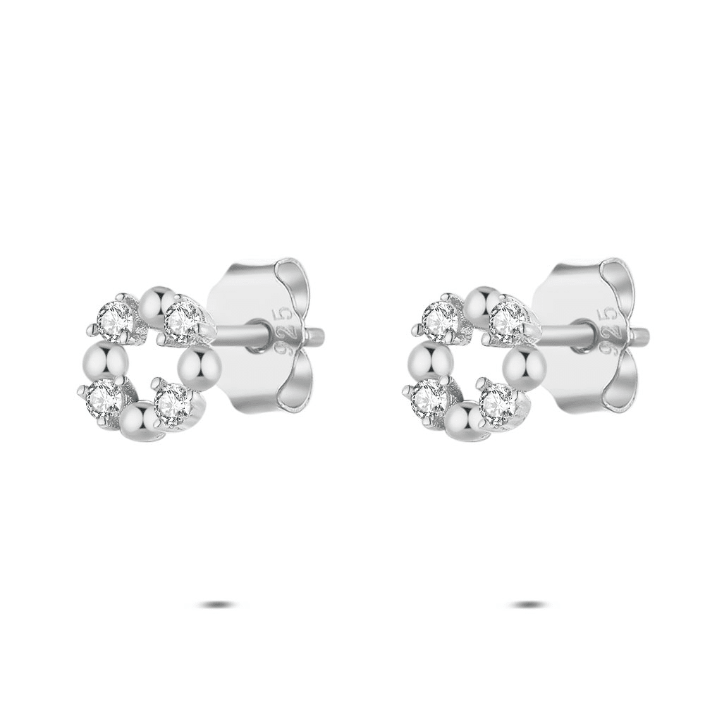 Boucles d’oreilles en argent, cercle avec zircone