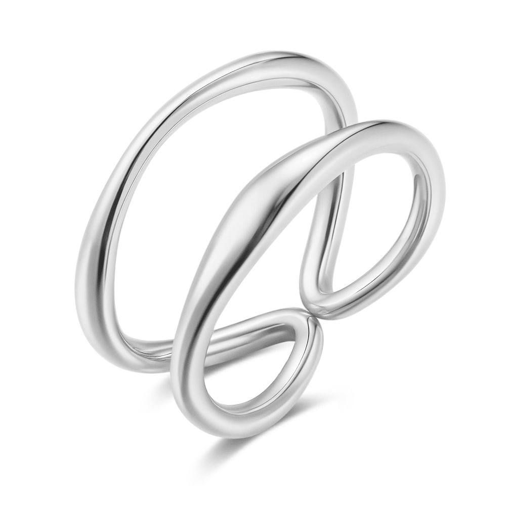 Bague en acier poli, design ouvert