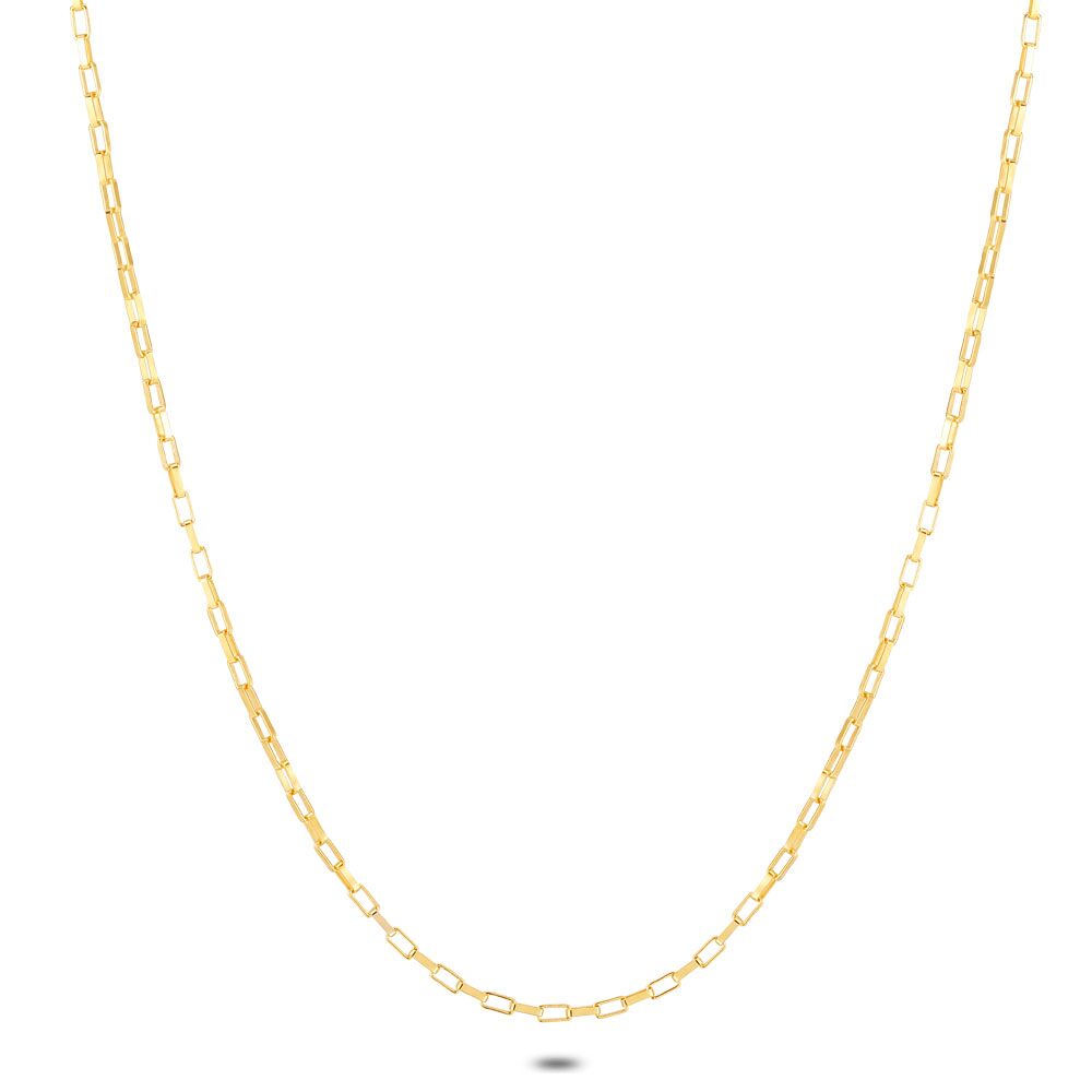 18ct gold plated silver necklace rectangular chain 1 mm