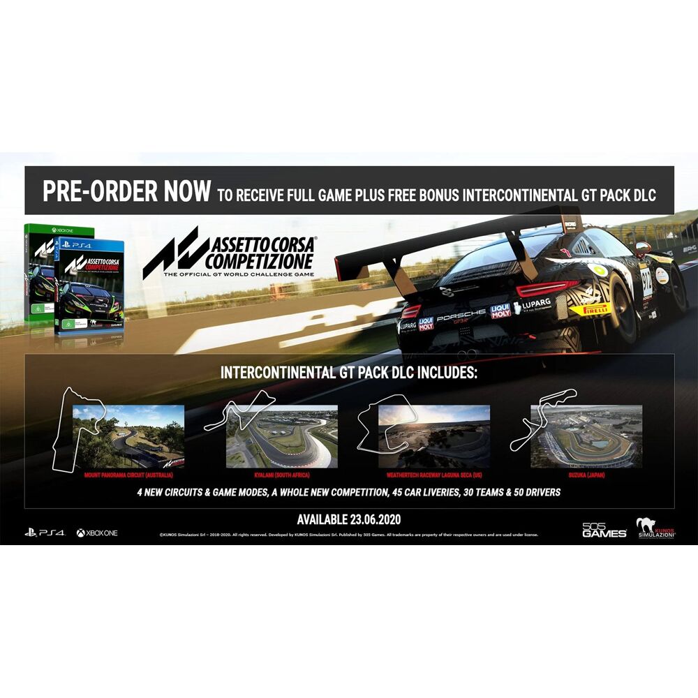 Assetto Corsa Competizione (PlayStation 4) PS4 The Official GT World  Challenge 8023171045214