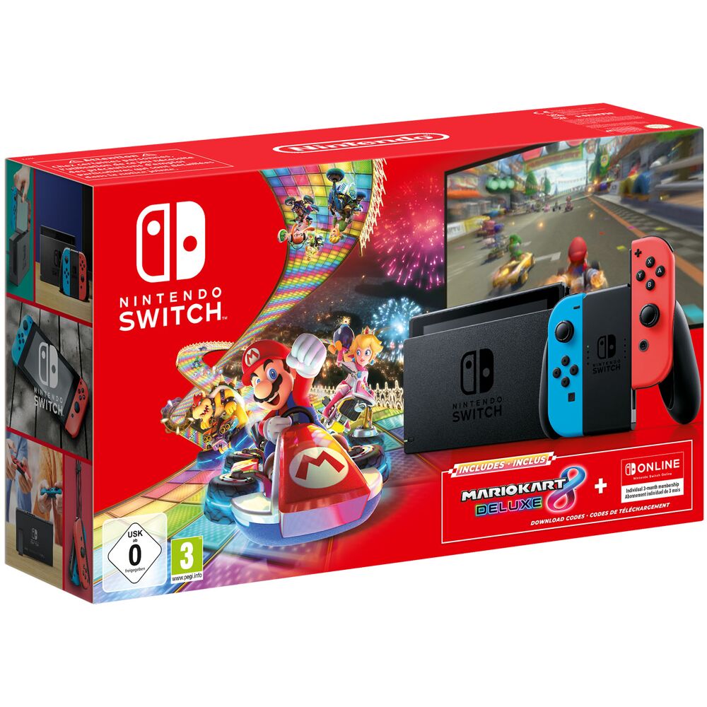 hart Rijke man informeel Nintendo Switch Neon + Mario Kart 8 Deluxe + 3 mnd Nintendo