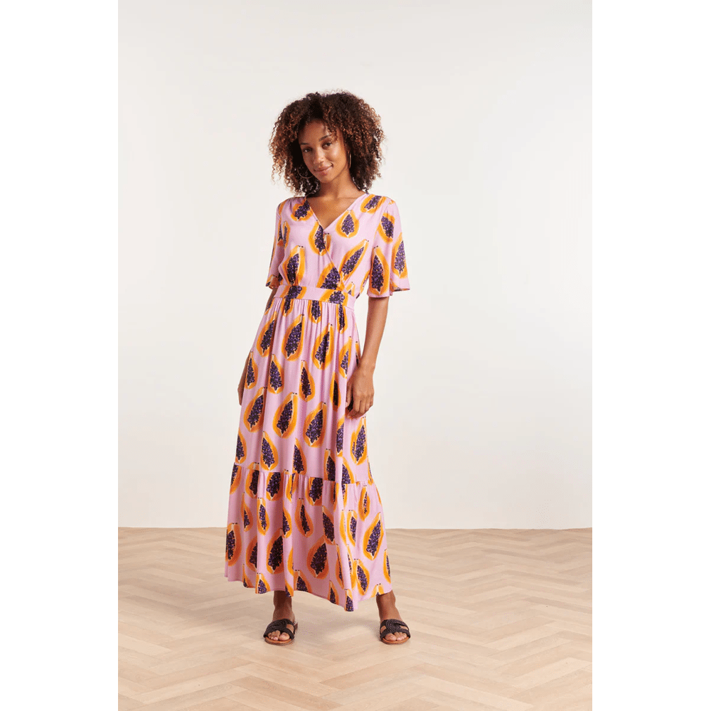 Smashed Lemon Maxi Jurk Met Korte Mouw Smashed Lemon 24327 Lilae